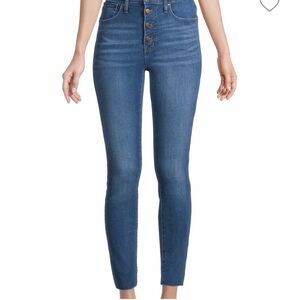 Madewell 9" Mid Rise Button Closure Skinny Jeans